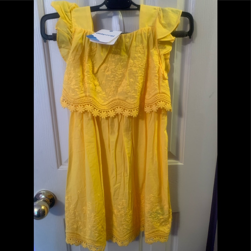 Mayoral, yellow light weight dress, size 8.  New with tags.